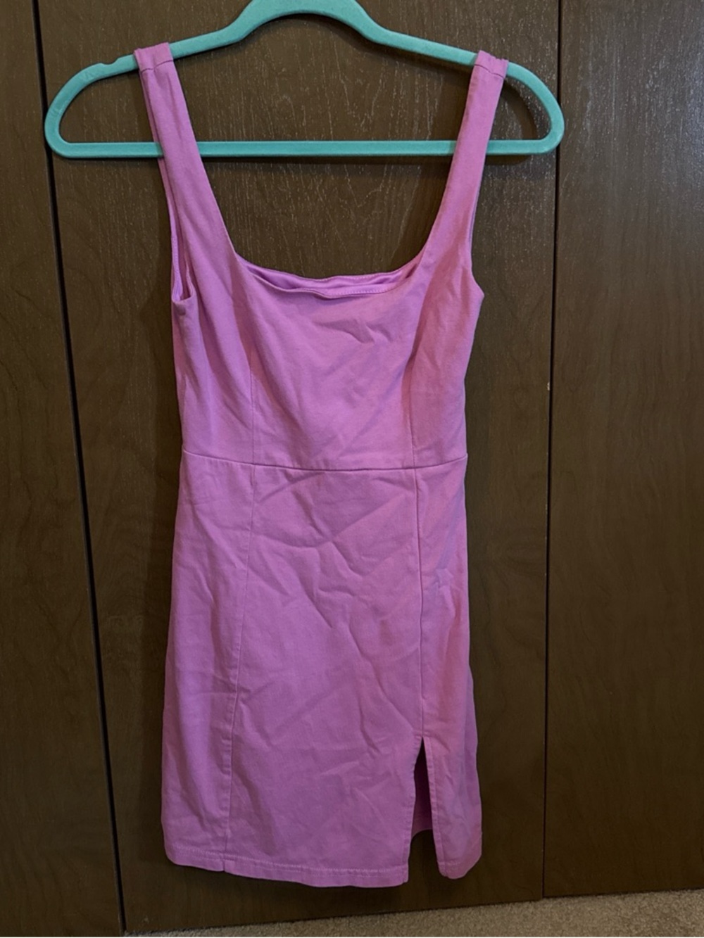 Showpo Pink Scoop Neck Mini Dress with Side Slit